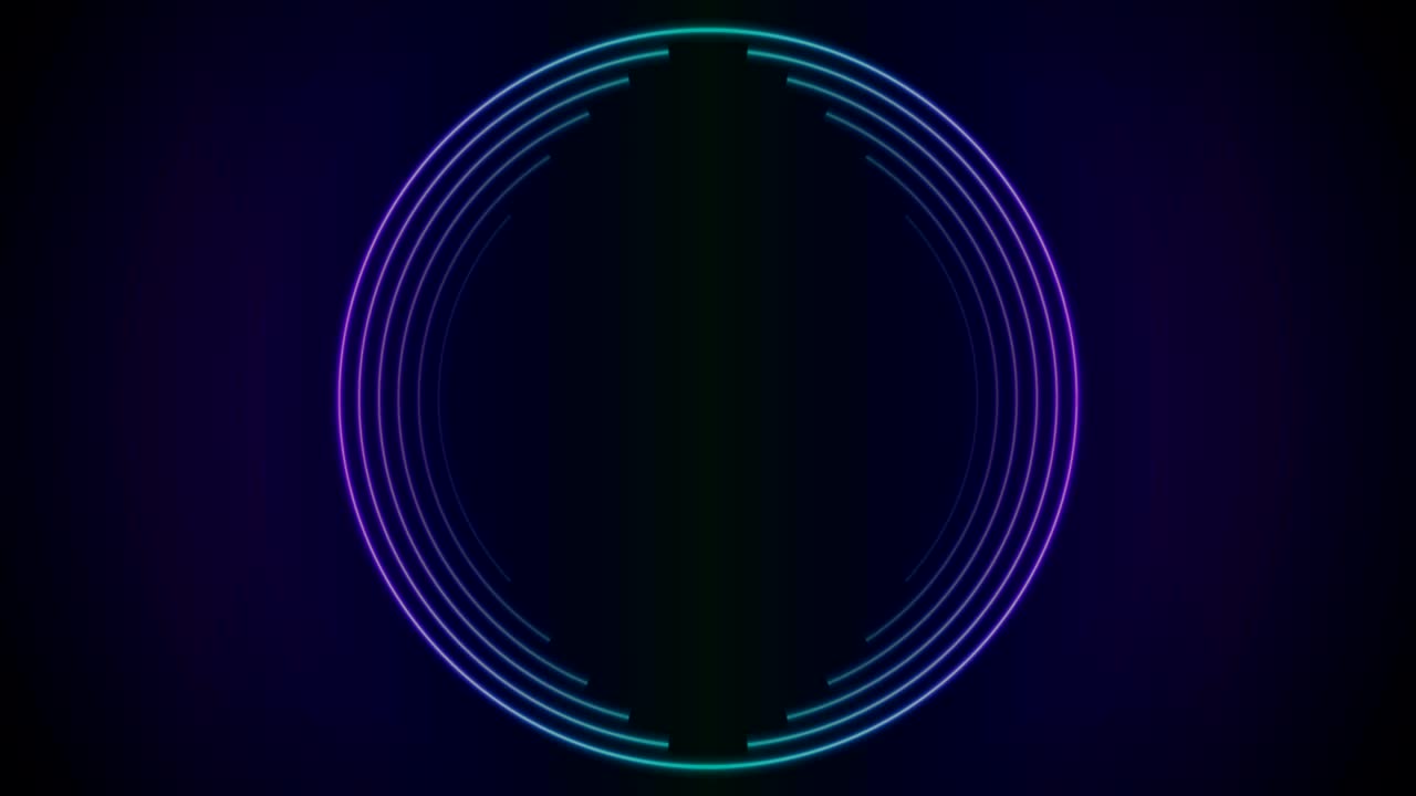 líneas circulares brillantes de neón animación de video tecnológica