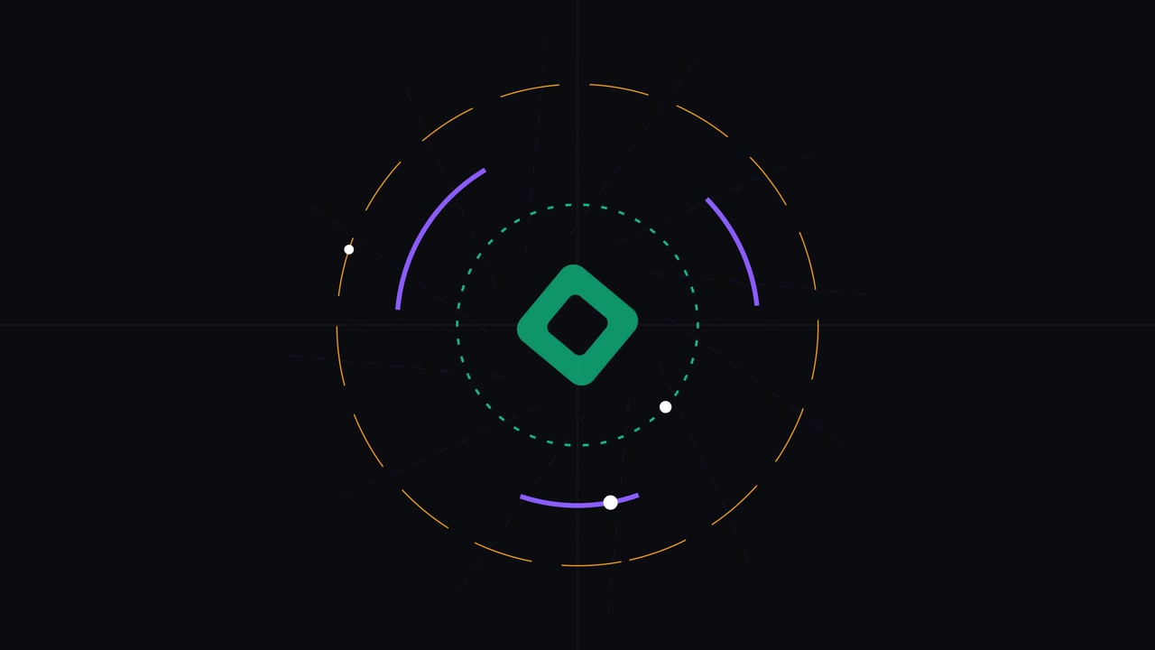 Abstract Motion Graphic Featuring Rotating Geometric Shapes and Orbital Lines