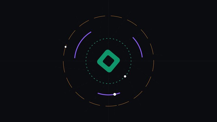 Abstract Motion Graphic Featuring Rotating Geometric Shapes and Orbital Lines