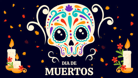 una animación de diseño plano dia de muertos fondo