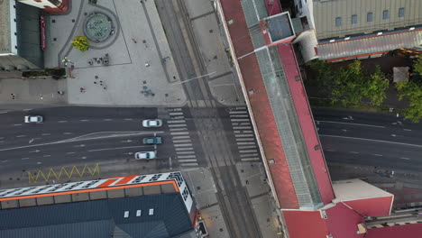 Top-down-view-of-a-road-in-the-suburban-area-of-Miskolc-city,-hungary