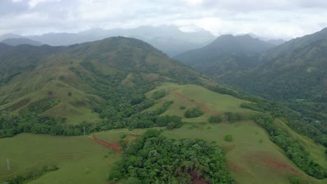 scenic flight lateral displacement overlooking the green fields of bonao, dominican republic