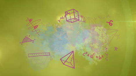 animación de dibujo matemático y energía sobre fondo verde