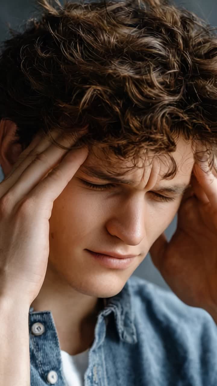 A Portrait Series Capturing Emotional Transitions: From Strain to Reflection in a Young Man's Journey through Contemplation and Inner Turmoil