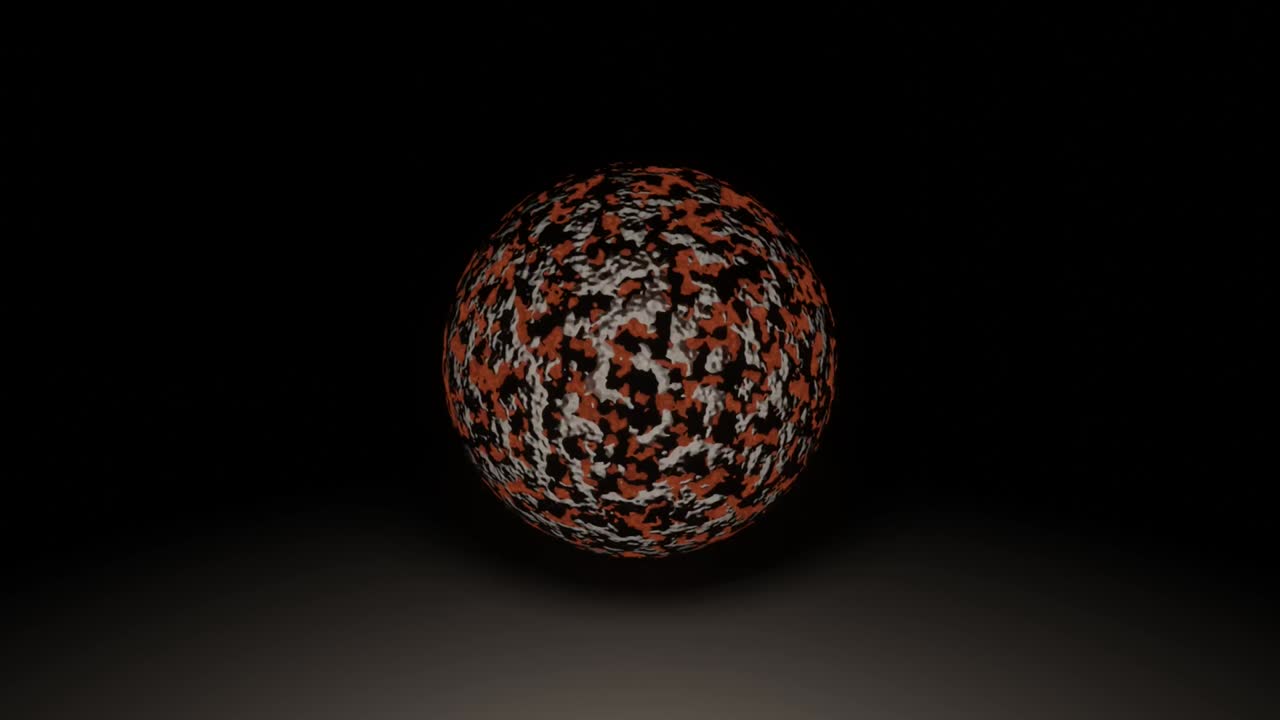 4K video animation of a 3d render dark and light shade of colorful transparent sphere or circle rotating on the floor, isolated on black background.