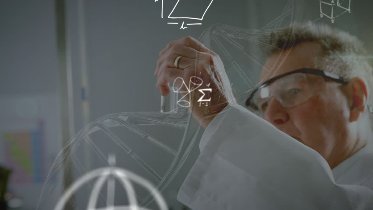 Animation of covid cells moving over woman in face mask