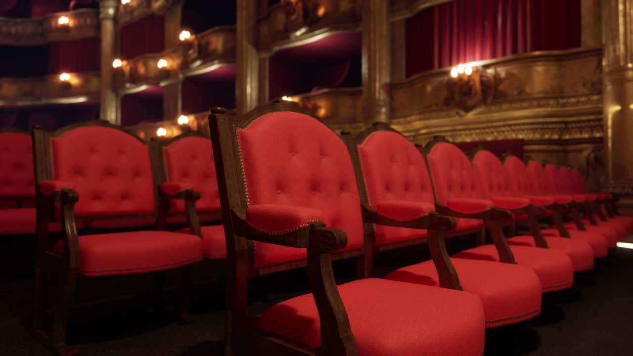 Elegante rote Sitze in einem historischen Opernhaus-Auditorium