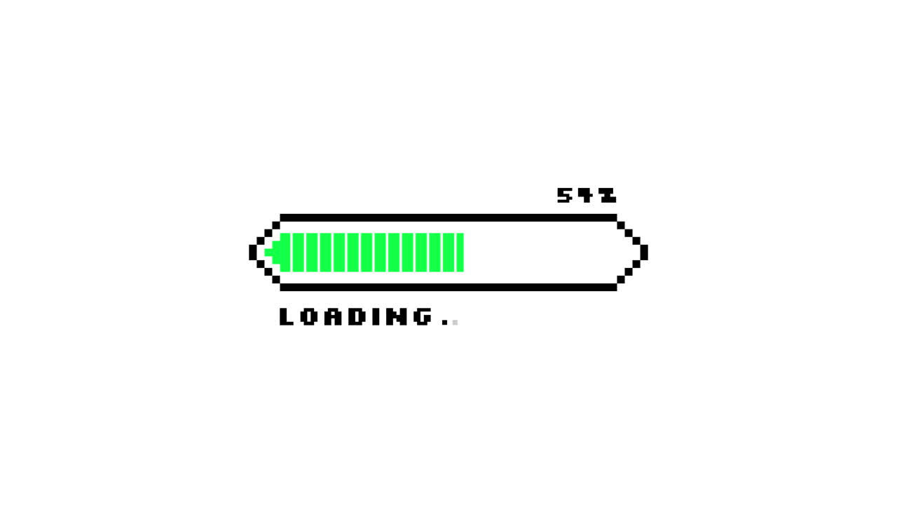 Pixel Art Loading Bar Progress Animation on White Background