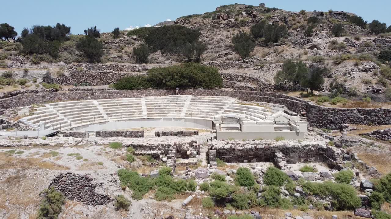 Ancient Akrotiri Theatre Ruins on Santorini Island