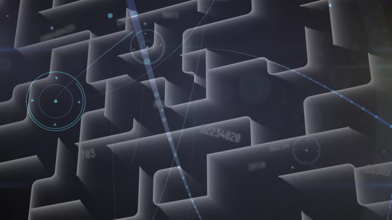 네트워크와 미로를 통해 데이터 처리의 애니메이션