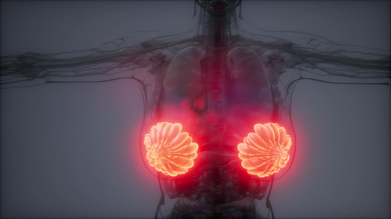 비만 여성의 유방선에 대한 의학적으로 정확한 그림