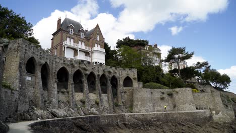 coastal houses and stone walls in france