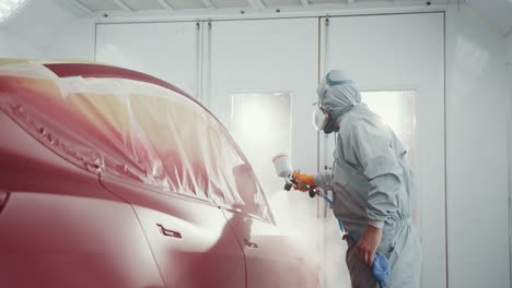 car painting in a paint booth