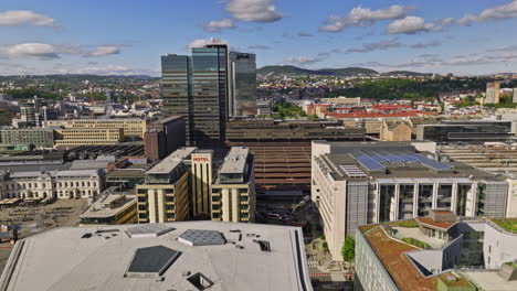 oslo norway v26 low flyover opera house and central station capturing gamle cityscape with a mix of historic old buildings and modern contemporary architectures - shot with mavic 3 cine - june 2022