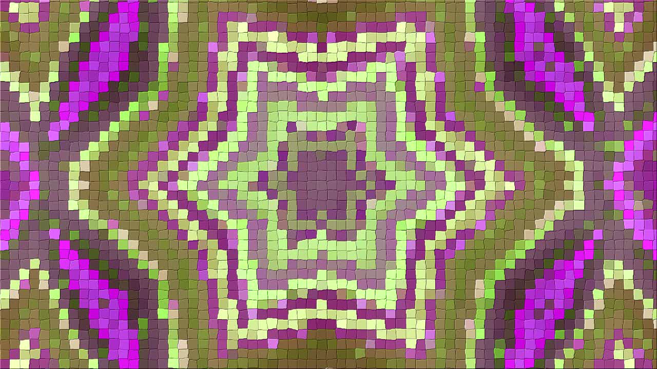 patrón complejo abstracto de un mosaico. dinámica brillante transformación y composición pulsante. en bucle