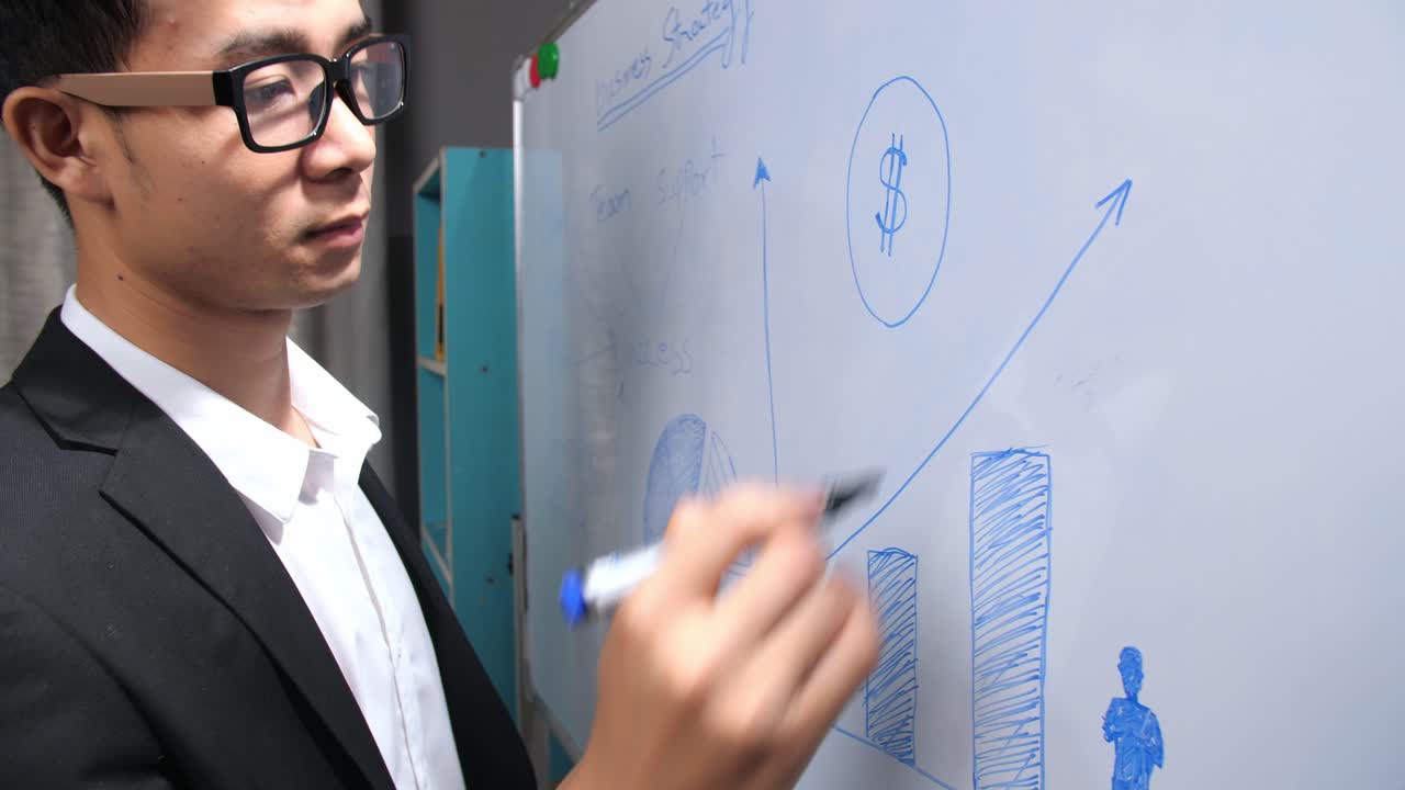 Business Man Drawing A Chart Show