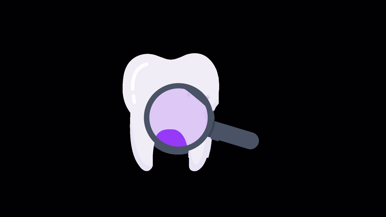 Animated Magnifying Glass Inspecting Tooth for Bacteria