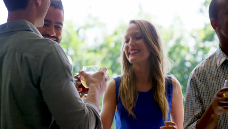 group of friends toasting drink glasses