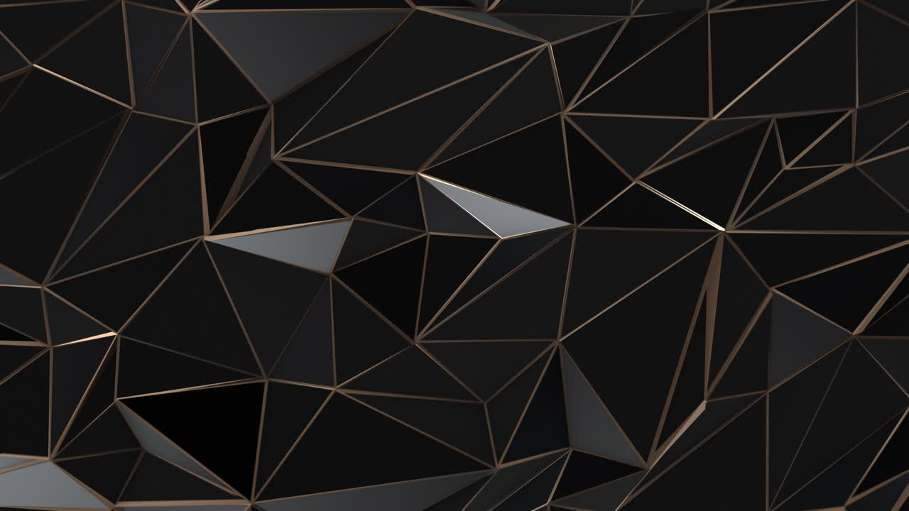 검은색과 금색의 추상적인 낮은 폴리 삼각형 배경