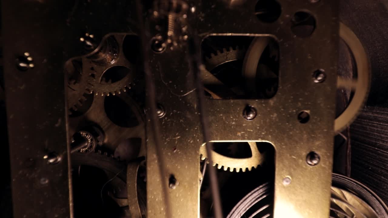 Super Wide Shot Inside Vintage Clock