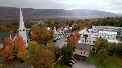 manchester vermont aerial in fall with autumn leaf color