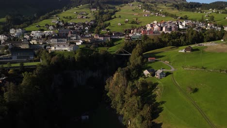 aerial view of a charming village in the swiss alps