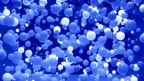 abstract 4k background of spheres in shades of blue. balls like leds hang in air and light up and go out. bright stylish background