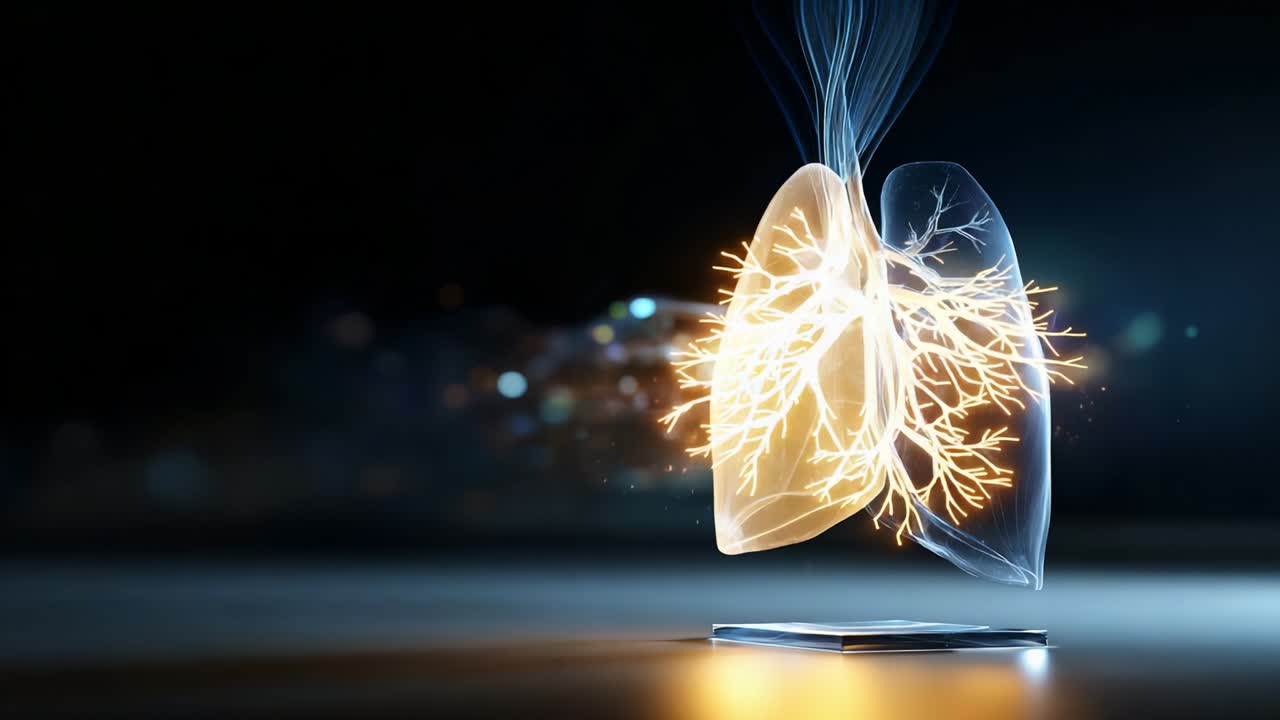 A Stunning Visual Representation of Lungs with Electrifying Details Showcasing Intricate Branching Patterns and Glowing Elements, Capturing the Essence of Vital Life Forces and Breath in an Artistic Format