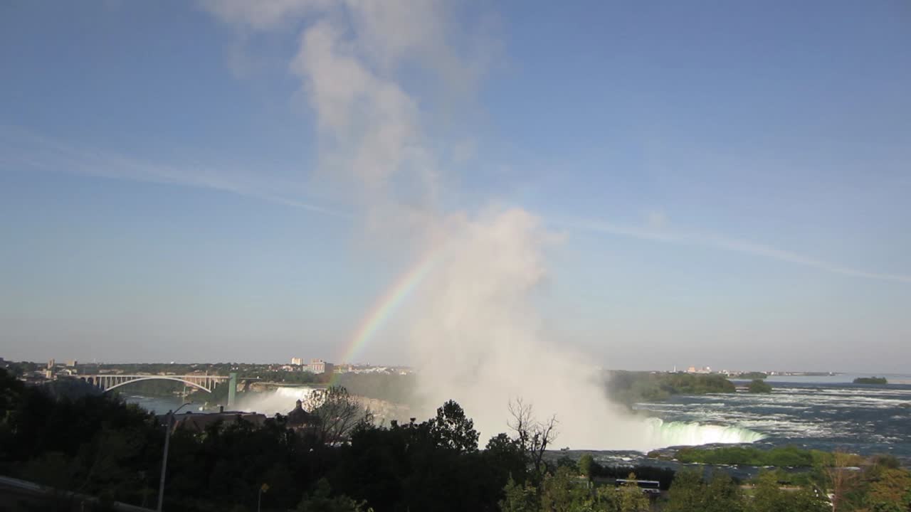 나이아가라 폭포 온타리오 캐나다는 넓고 뒤에서 볼 수 있습니다.