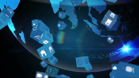 animación de iconos de medios en todo el mundo