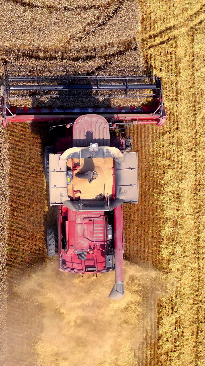 Harvest aerial landscape of combine harvester