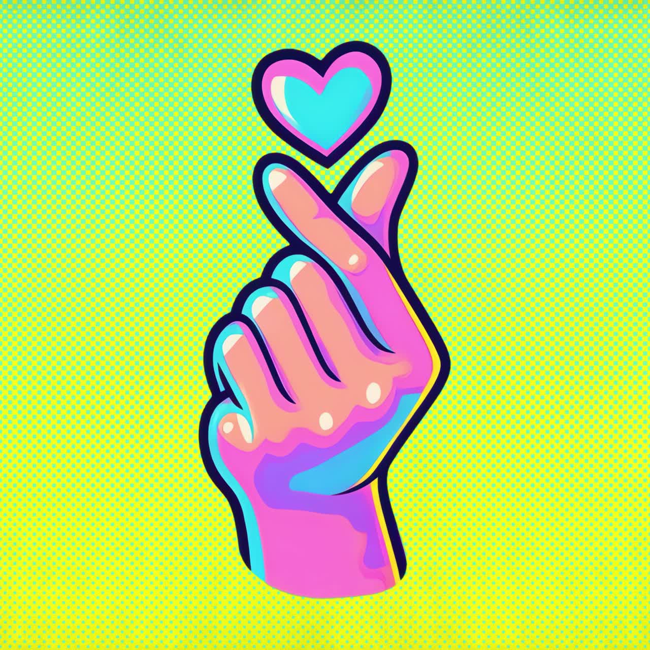 Vibrant pop hand gesture animation isolated asset, transparent 4K video, alpha channel, ProRes 4444