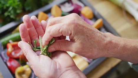 Nahaufnahme-Einer-älteren-Kaukasischen-Frau,-Die-In-Der-Küche-Steht-Und-Das-Abendessen-Zubereitet