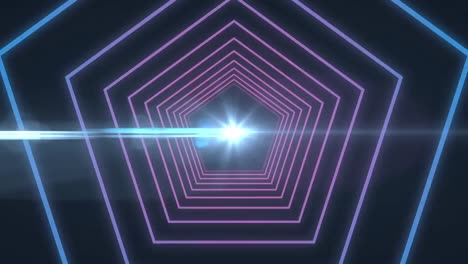 animación digital de formas hexagonales en movimiento sin fisuras contra un punto de luz sobre fondo negro