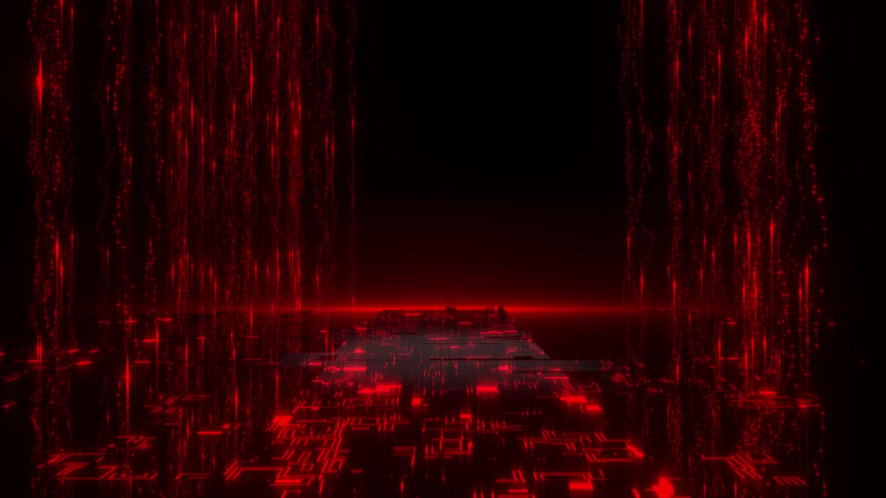 Abstract High Tech Red Data Flow and Digital Circuit Background