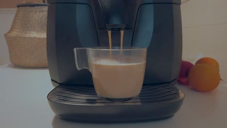 automatic coffee making machine makes hot coffee for morning office work