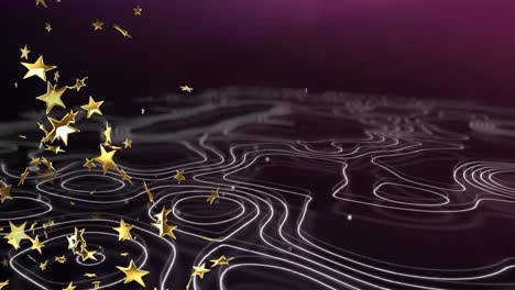 animation of stars over violet and black background with isohypses