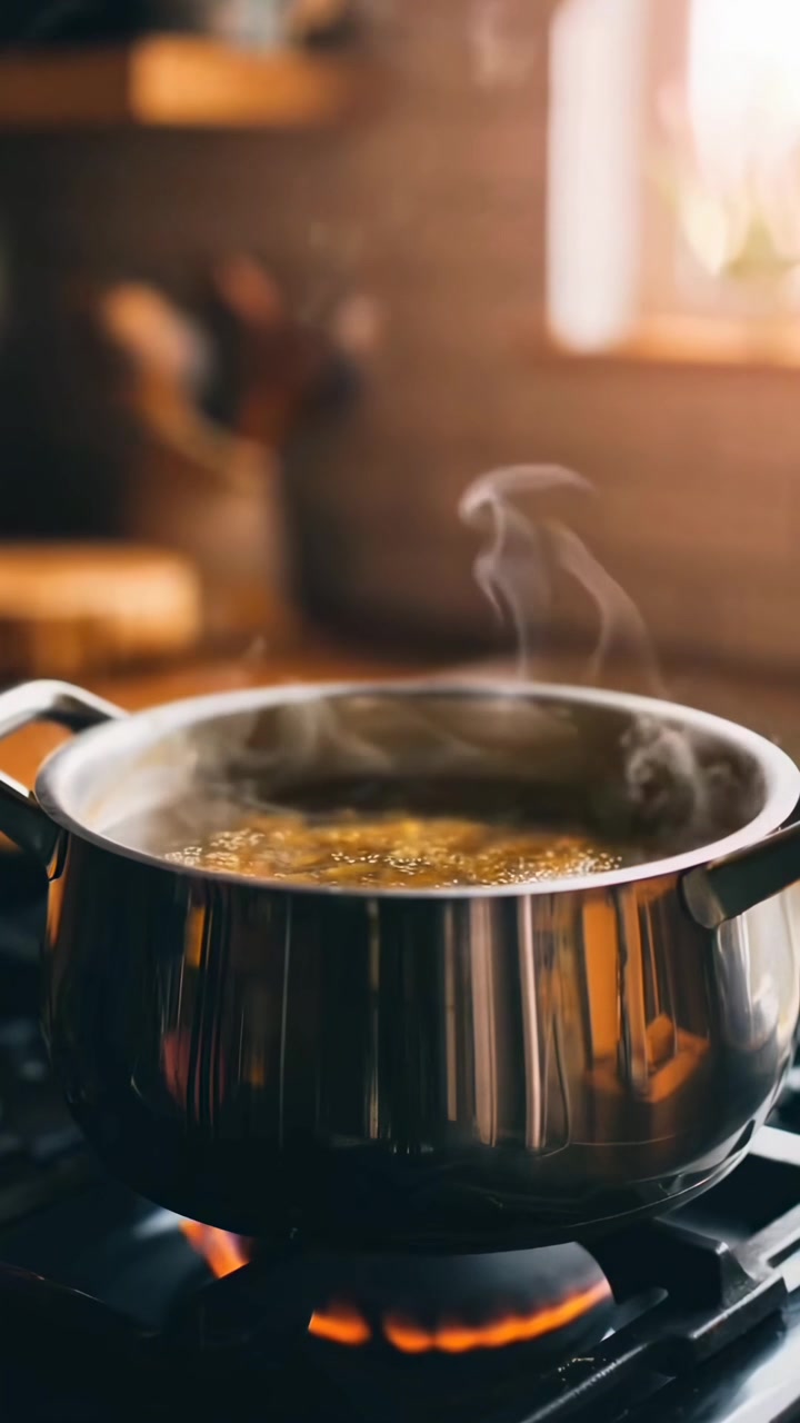 Pot of Boiling Water on a Kitchen Stove