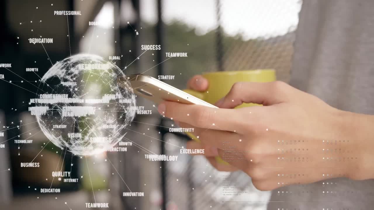 girando el globo con datos y red de conexión