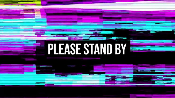 Effetto Glitch Digitale con Sovrapposizione di Testo "Attendere Prego"