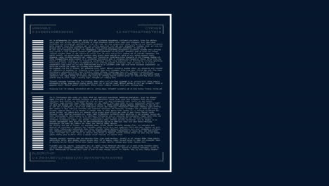 animación de la pantalla de la interfaz con datos de procesamiento en fondo negro