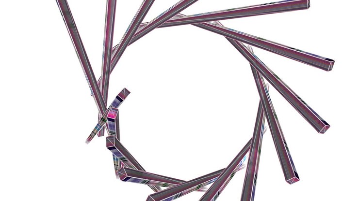 Fantastic animation with abstract 3D stripe objects in slow motion, 4096x2304 loop 4K