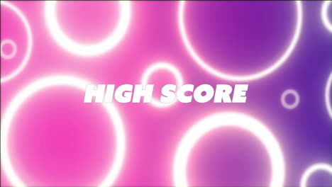 animation of high score text over neon pattern background