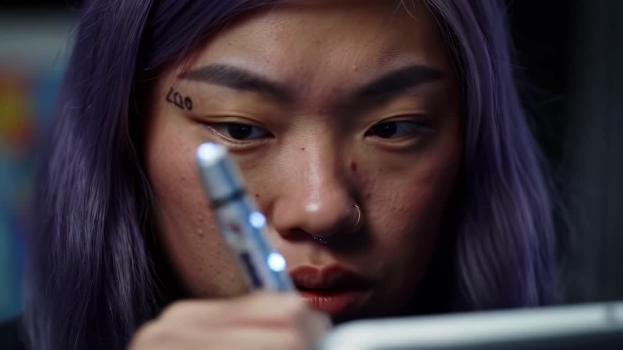 Nainen piirtää digitaalisella tabletilla