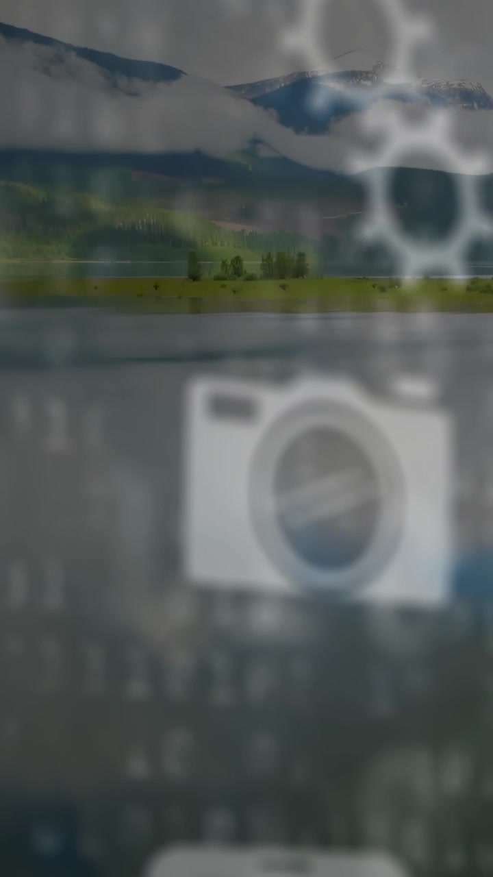 Vídeo vertical: Sobreposição de dígito inicial F2, câmera e engrenagens se centralizando enquanto revelam a visualização da interface do usuário.
