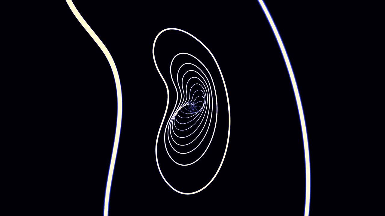 cámara moviéndose en un bucle de espacio infinito de cuadrícula 3d. fondo de movimiento de alta definición con un túnel infinito de líneas y formas coloridas girando sobre fondo negro. terreno digital infinito moviéndose hacia adelante en el aspecto retro de la vieja escuela. colorido