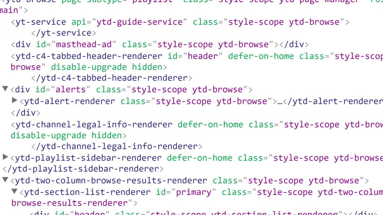 estructura html de la página web
