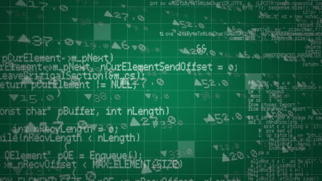 layers of data scrolling on green background