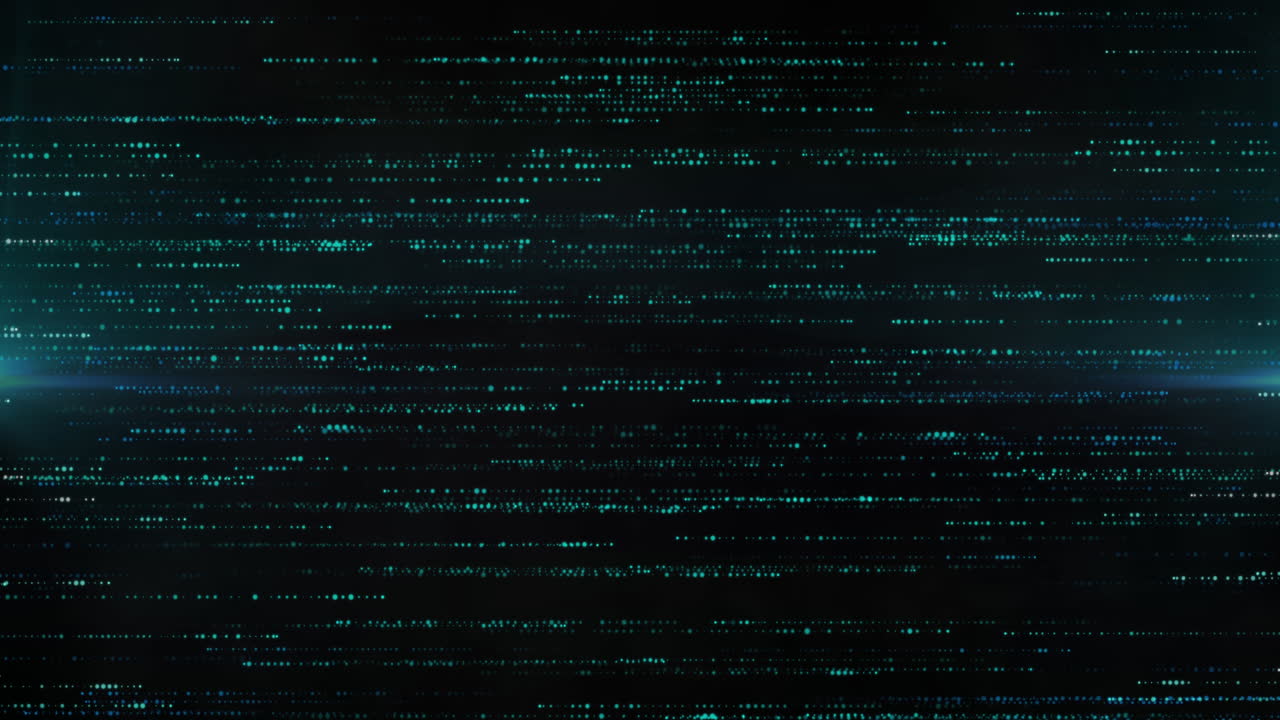 Animation of lines made of green dots moving fast on black background