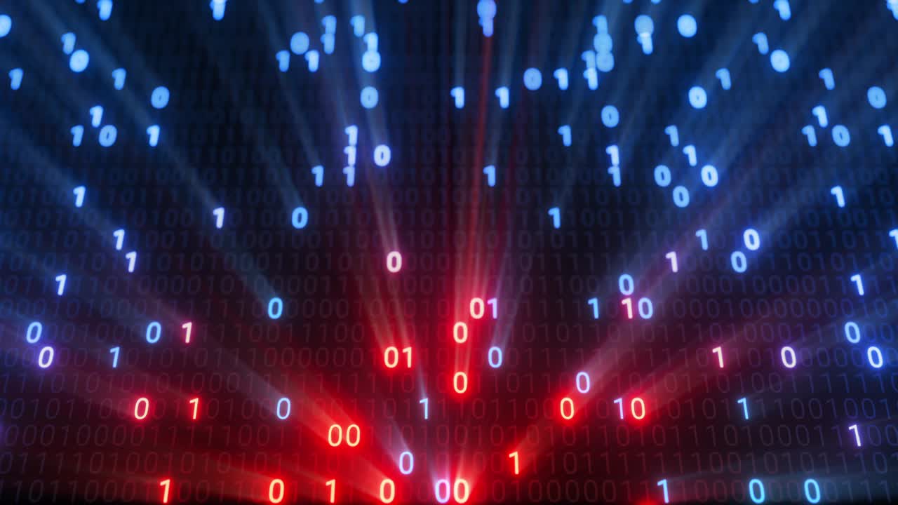 Hacking digital binary code matrix 01 background loop.